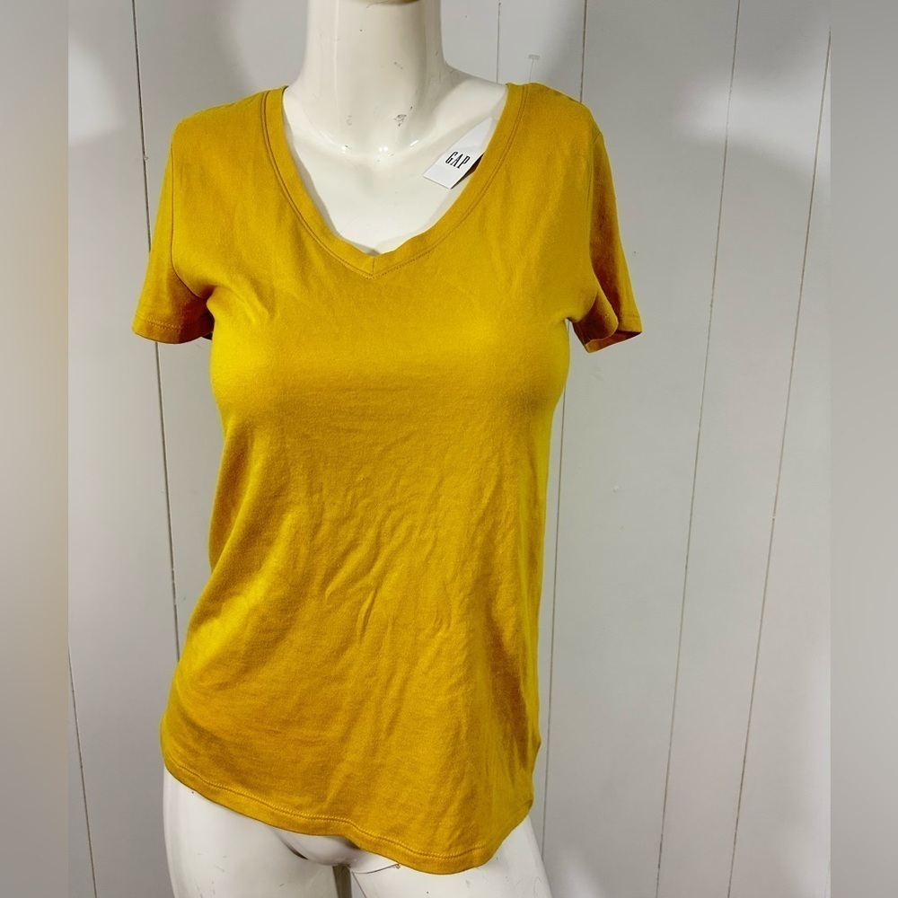 NEW GAP Womens Cotton Modal Short Sleeve V-Neck T-Shirt Top Yellow Size S
